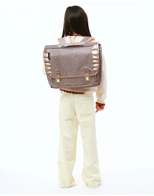 Cartable Moyen froufrous paillettes cuivre Caramel & Cie