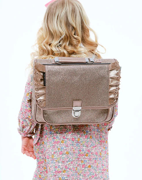 Petit Cartable froufrous paillettes cuivre Caramel & Cie