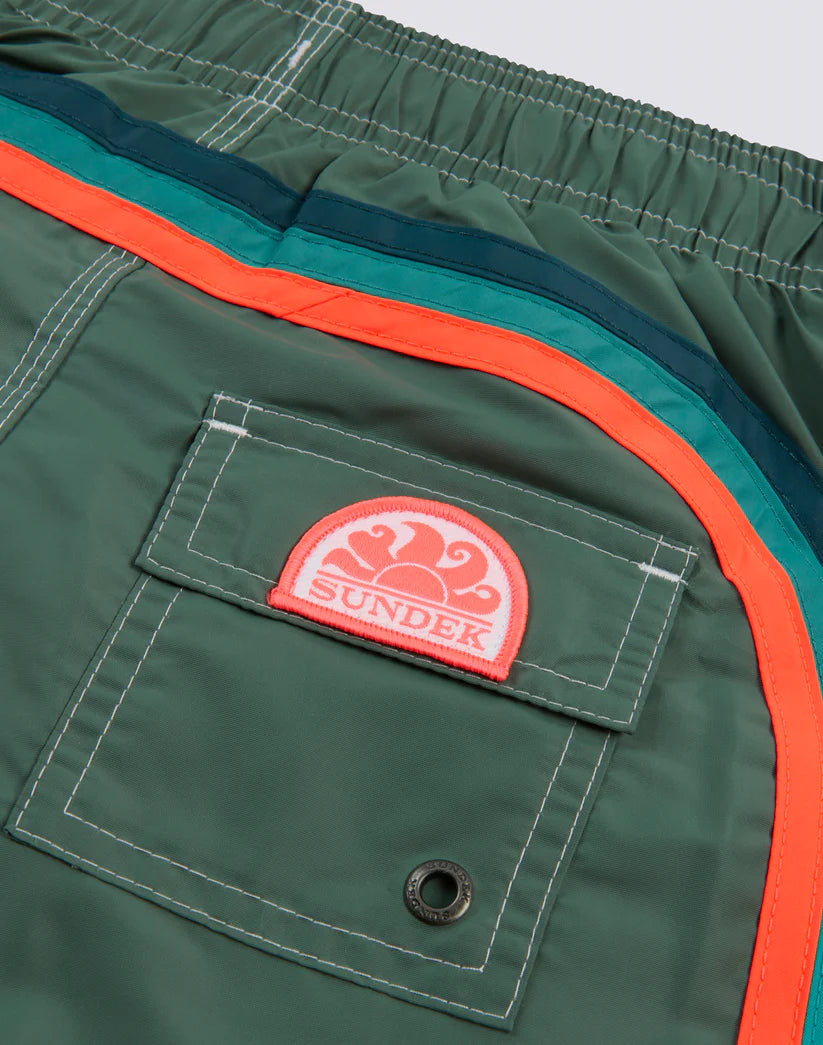 Short maillot camo vert iconic taffeta garçon Sundek E26