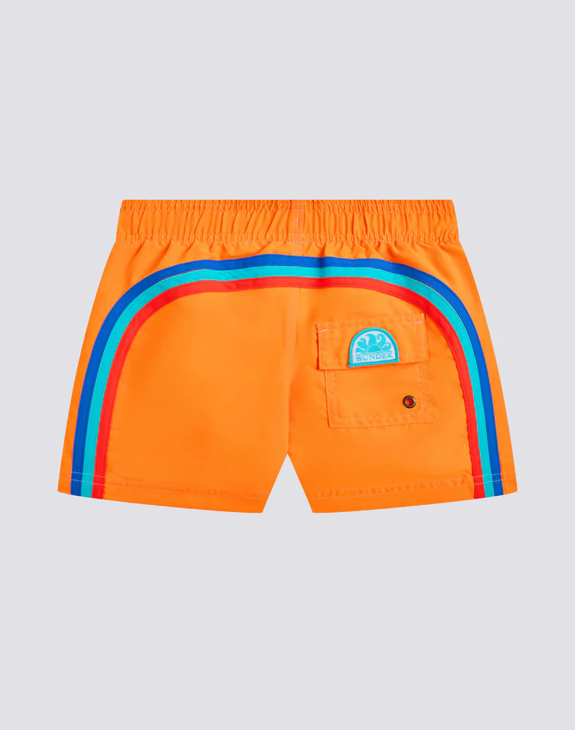 Short maillot orange iconic taffeta garçon Sundek E26