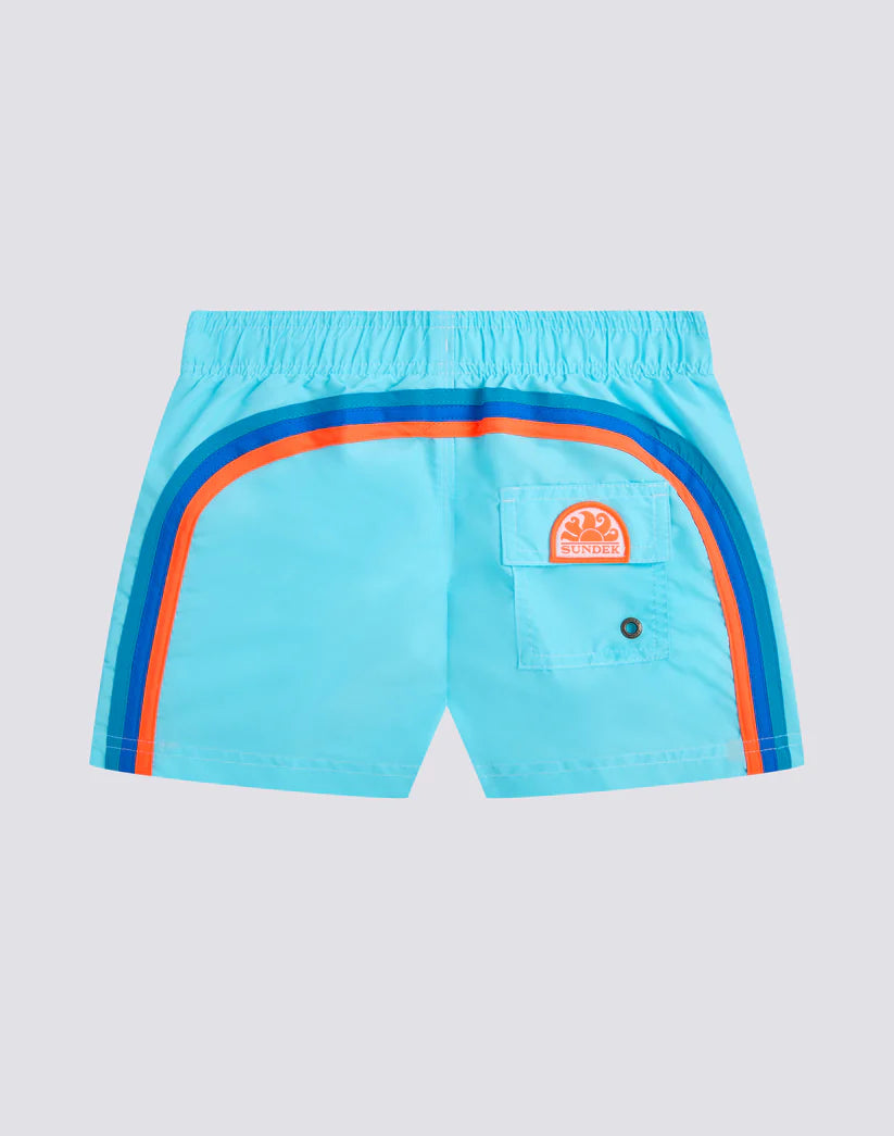 Short maillot bleu iconic taffeta garçon Sundek E26