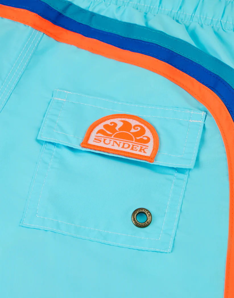 Short maillot bleu iconic taffeta garçon Sundek E26