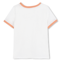 Tee shirt blanc et saumon fille Chloé E26