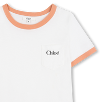 Tee shirt blanc et saumon fille Chloé E26