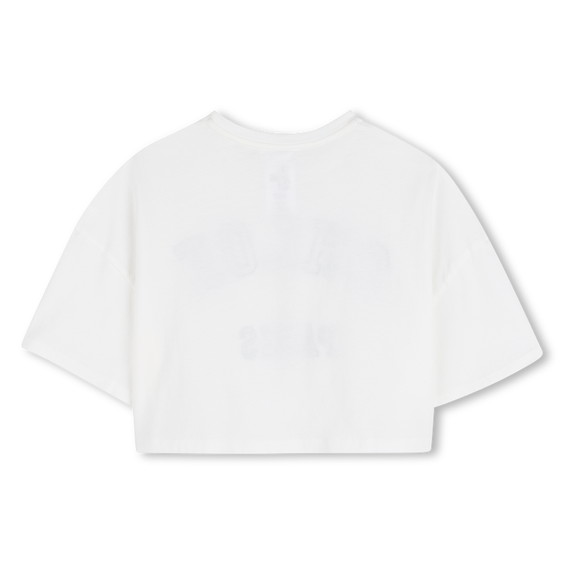 Tee shirt blanc logo bleu fille Chloé E26