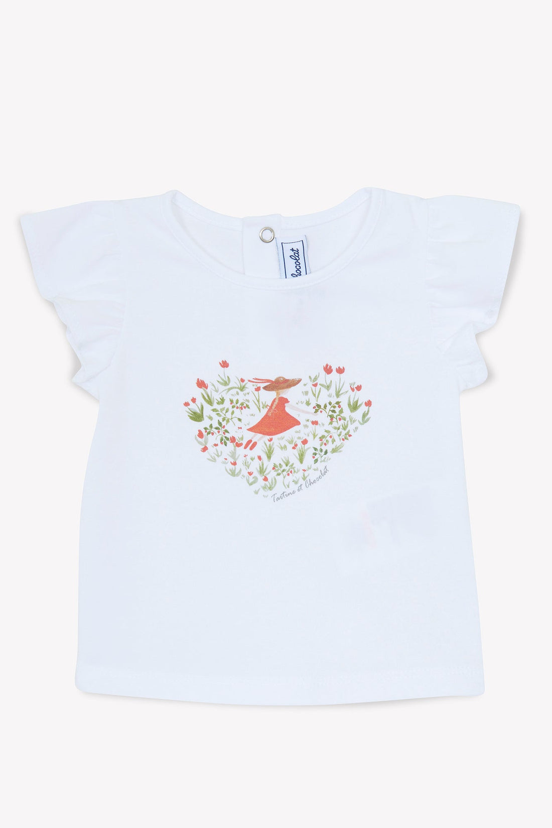 Tee shirt blanc illustration cœur fleuri babygirl Tartine et chocolat E25 (Copie)