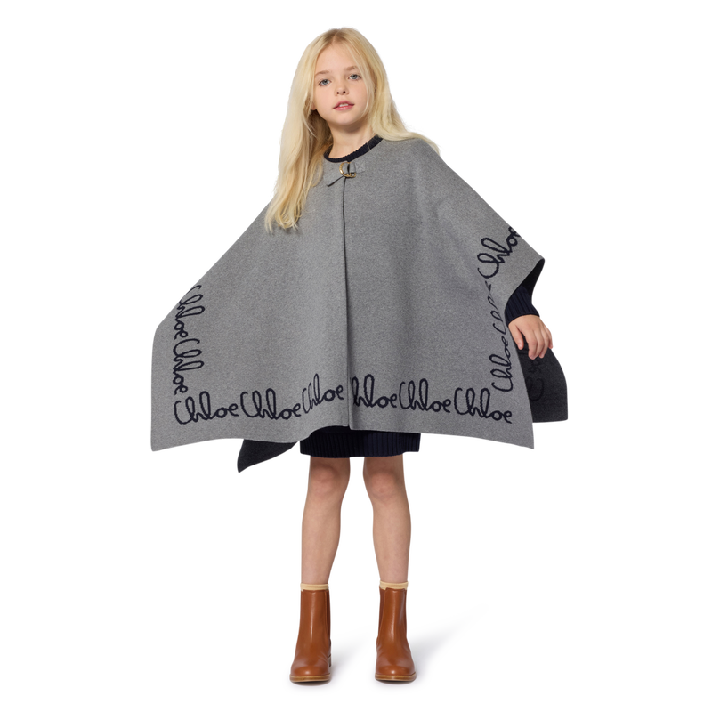 Cape en tricot gris chiné fille Chloé H25