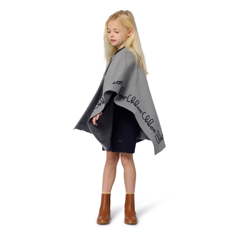 Cape en tricot gris chiné fille Chloé H25