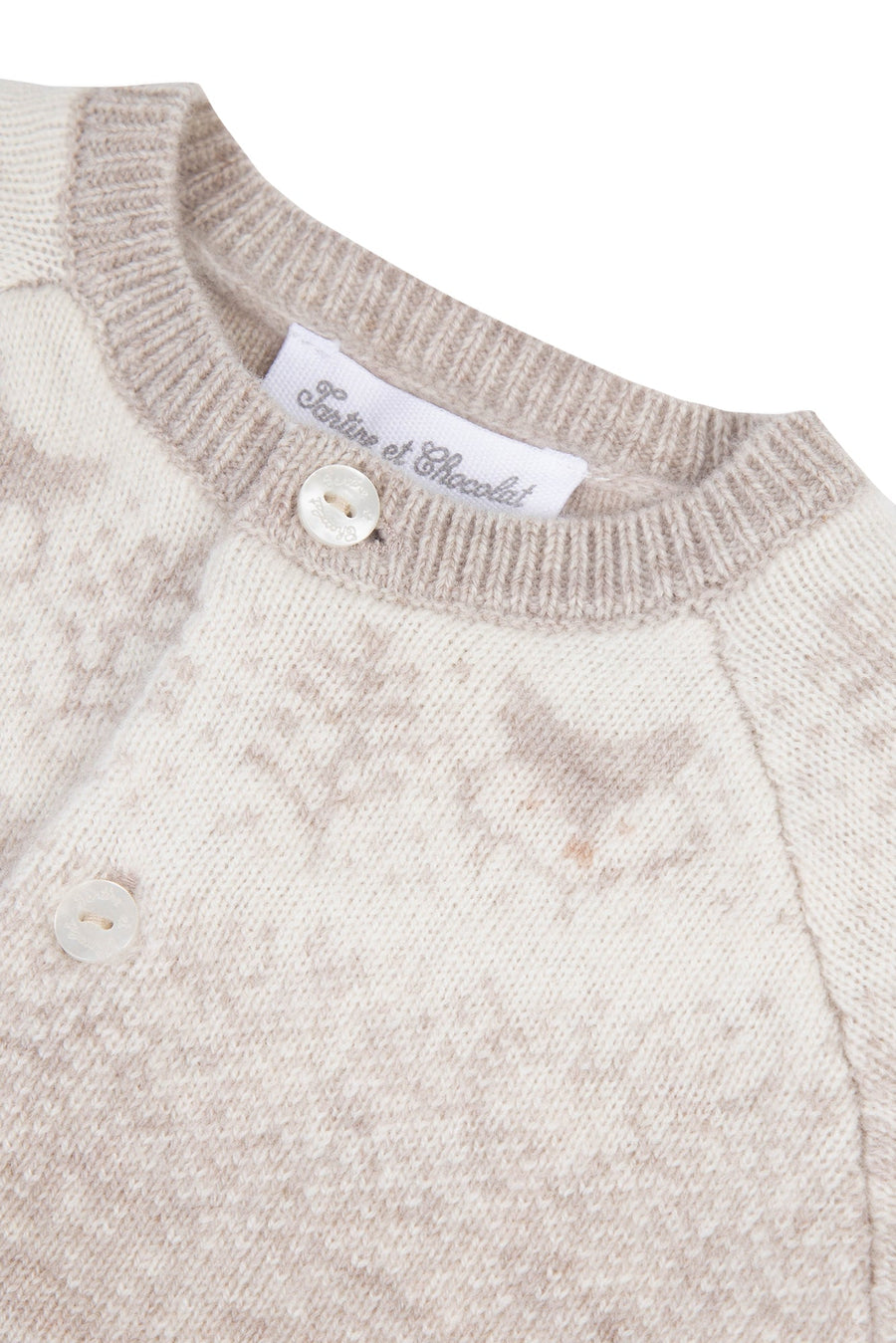 Cardigan beige en maille jacquard babyboy Tartine et chocolat