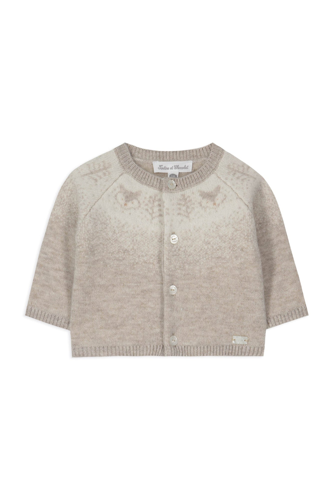 Cardigan beige en maille jacquard babyboy Tartine et chocolat