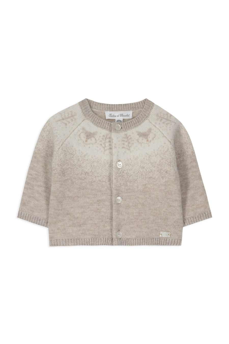Cardigan beige en maille jacquard babyboy Tartine et chocolat