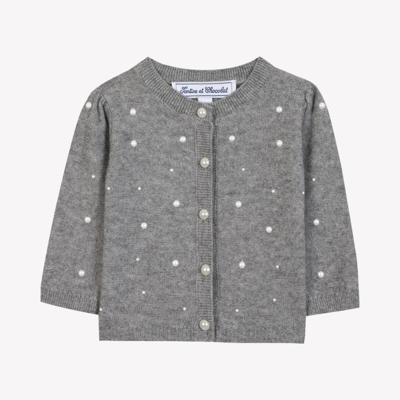 Cardigan gris chiné perles babygirl Tartine et Chocolat H25