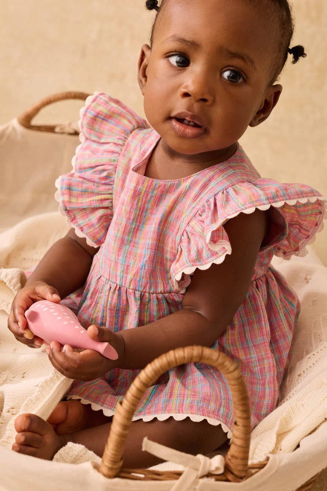 Combi Lena pink pomelo checks babygirl Louise Misha