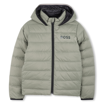 Doudoune réversible à capuche noir et sauge garçon Boss H25