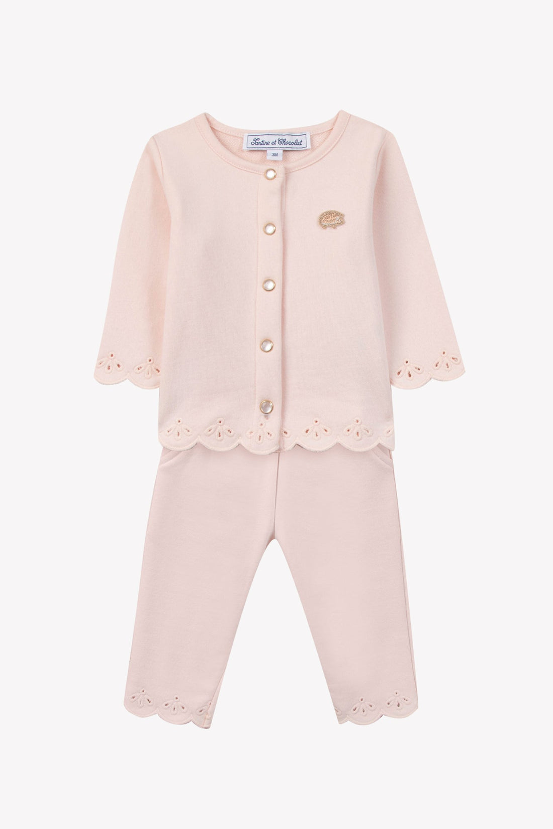 Ensemble de jogging Rose pâle motif ajouré babygirl Tartine et chocolat E25