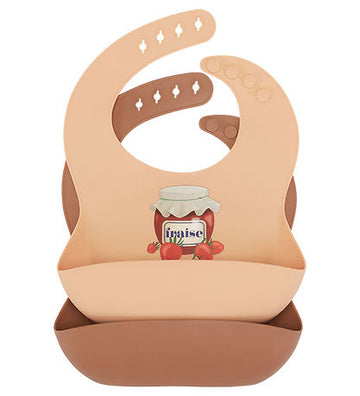 Lot de 2 bavoirs repas fraises en silicone - Konges Slojd