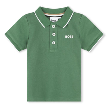 Polo en piqué de coton vert Babyboy -Hugo Boss