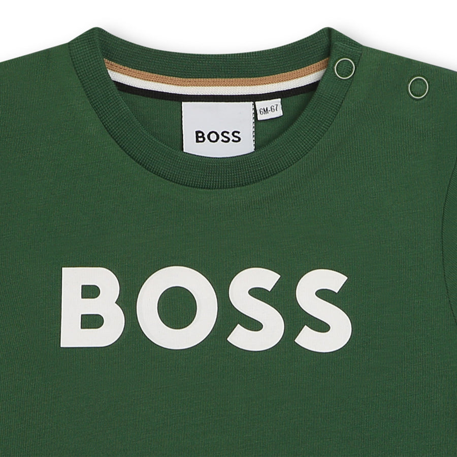 Tee-shirt Logo en coton vert Babyboy -Hugo Boss