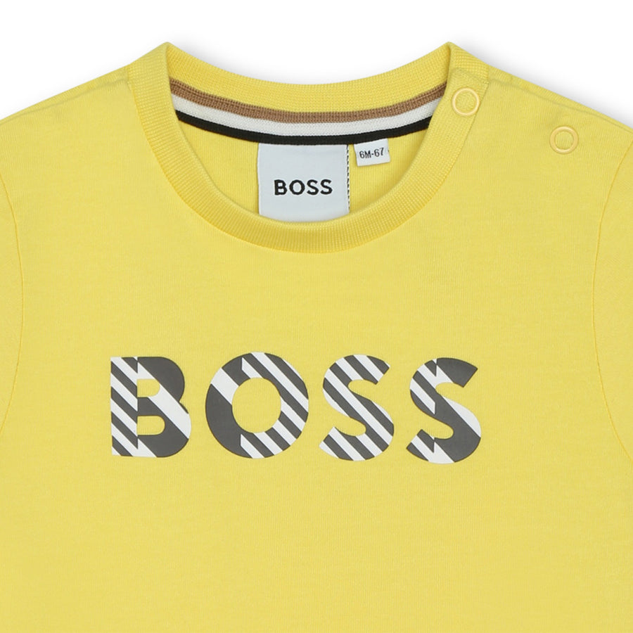 Tee-shirt Logo en coton Yellow Babyboy -Hugo Boss 