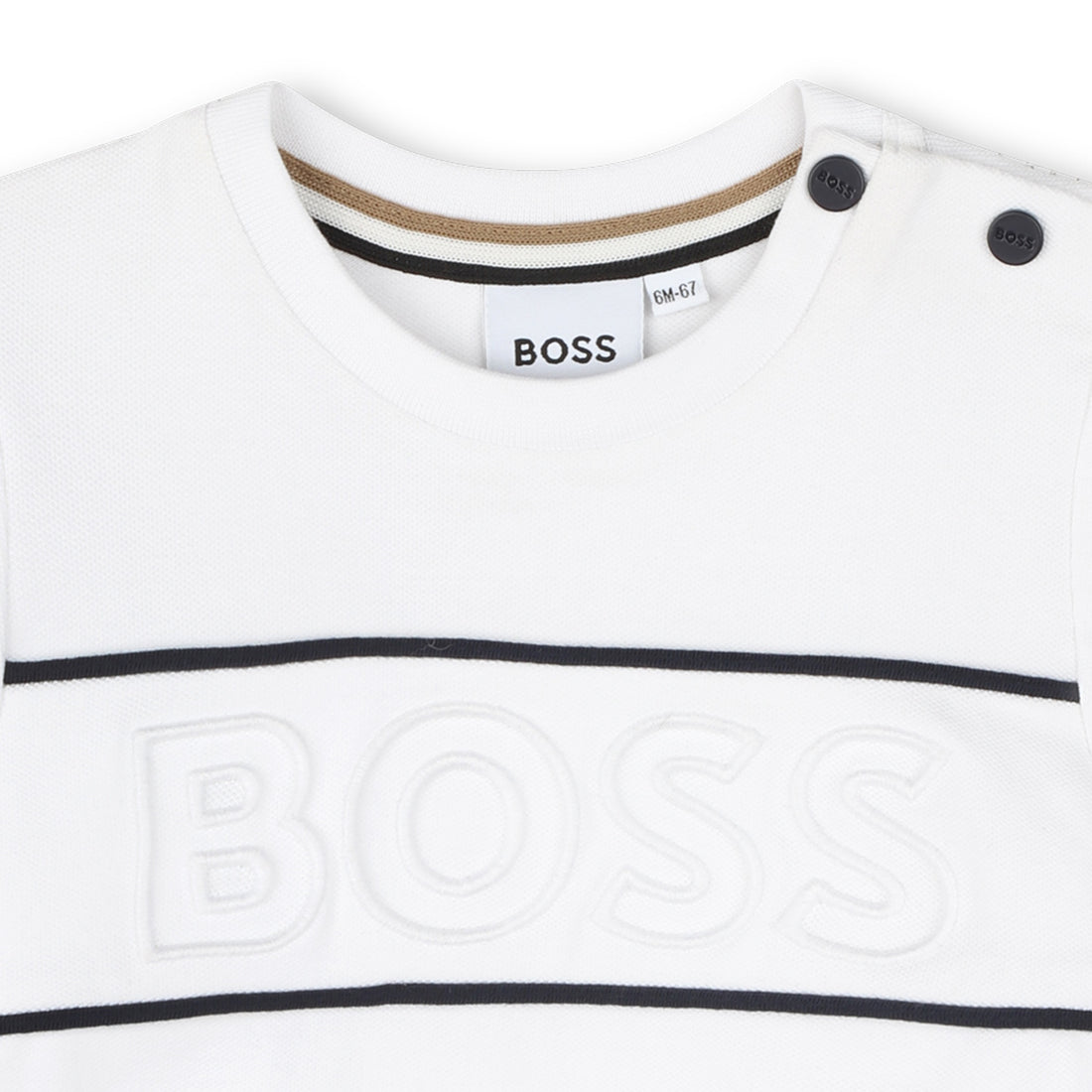 Tee-shirt en piqué de coton blanc Babyboy-Hugo Boss