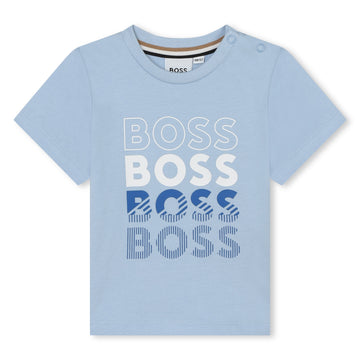 Tee-shirt Logo en coton Bleu ciel Babyboy-Hugo Boss