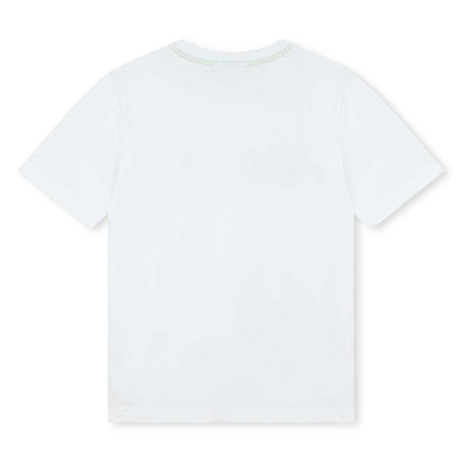 Tee-shirt embossé logo blanc garçon Hugo Boss 