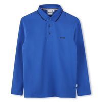 Polo cobalt en piqué de coton garçon Boss 