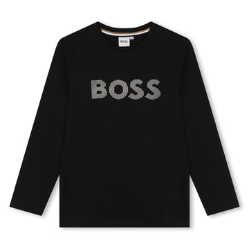 Tee-shirt noir logo garçon Boss 