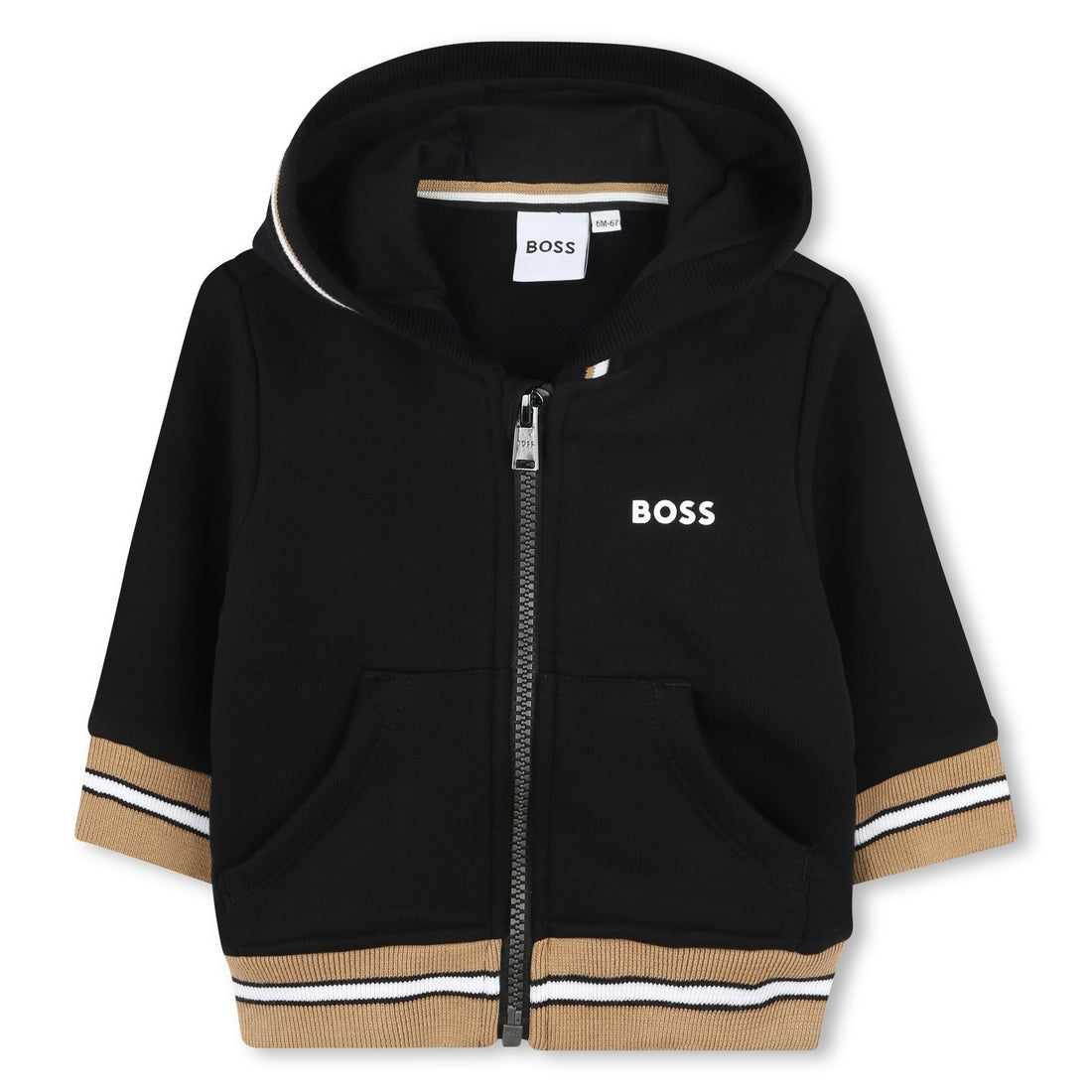 Cardigan à capuche molletonné noir babyboy Boss