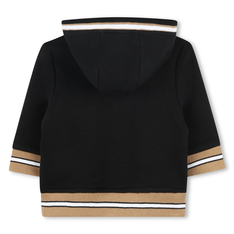 Cardigan à capuche molletonné noir babyboy Boss