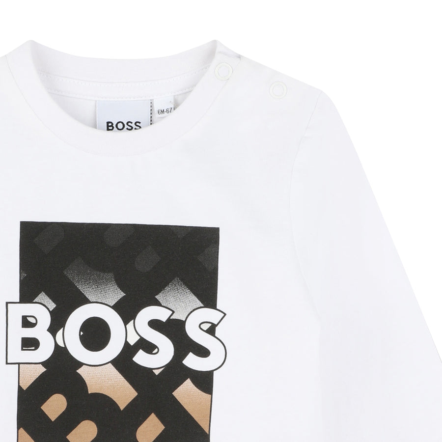 Tee-shirt blanc imprimé babyboy Boss 