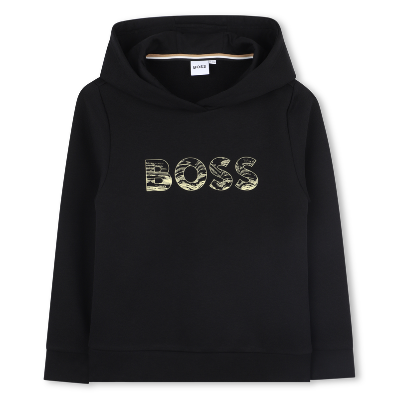 Sweat à capuche noir garçon Boss H25