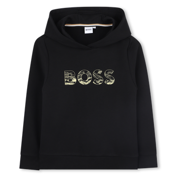 Sweat à capuche noir garçon Boss H25