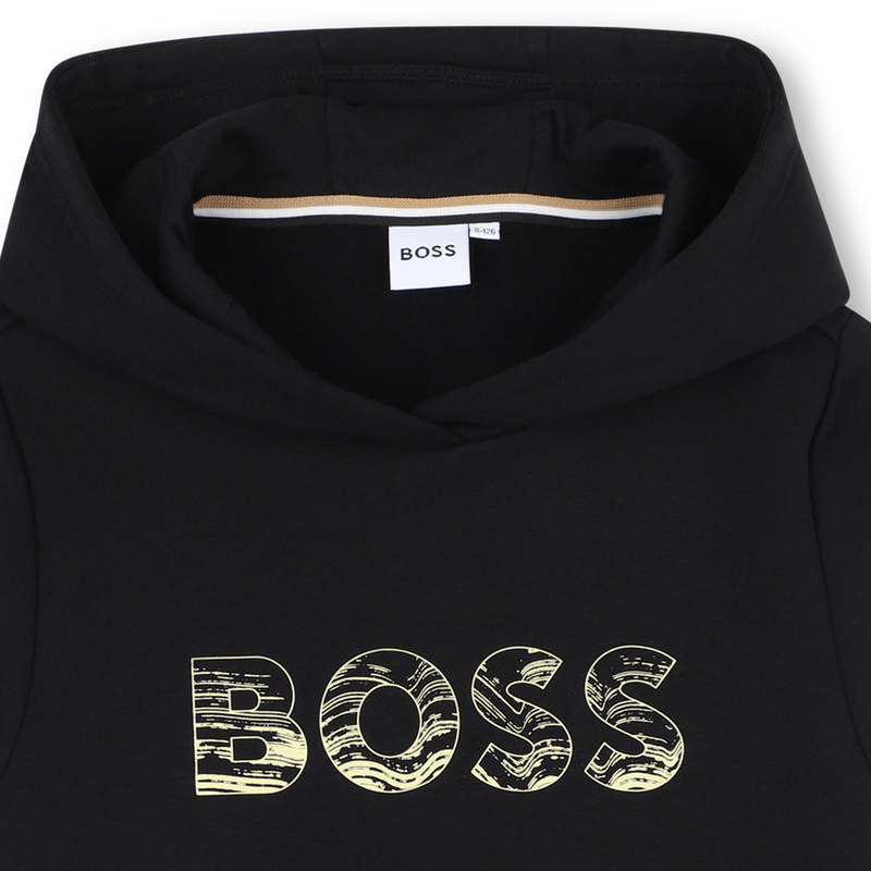 Sweat à capuche noir garçon Boss H25