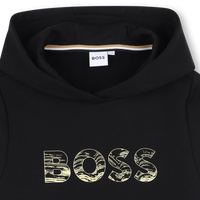 Sweat à capuche noir garçon Boss H25