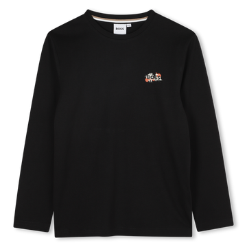Tee-Shirt à manches longues noir garçon Boss H25