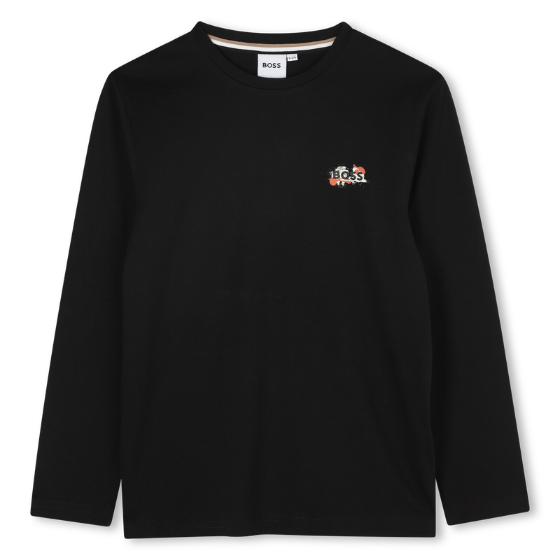 Tee-Shirt à manches longues noir garçon Boss H25