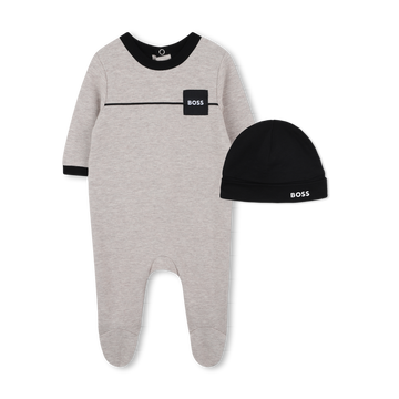 Ensemble pyjama et bonnet écru chiné babyboy  Boss H25