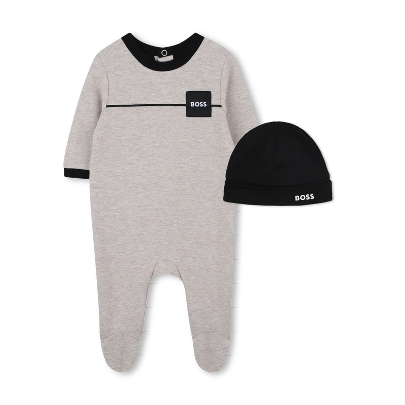 Ensemble pyjama et bonnet écru chiné babyboy  Boss H25