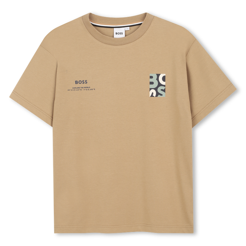 Tee-shirt manches courtes dark taupe à motif garçon BOSS E26