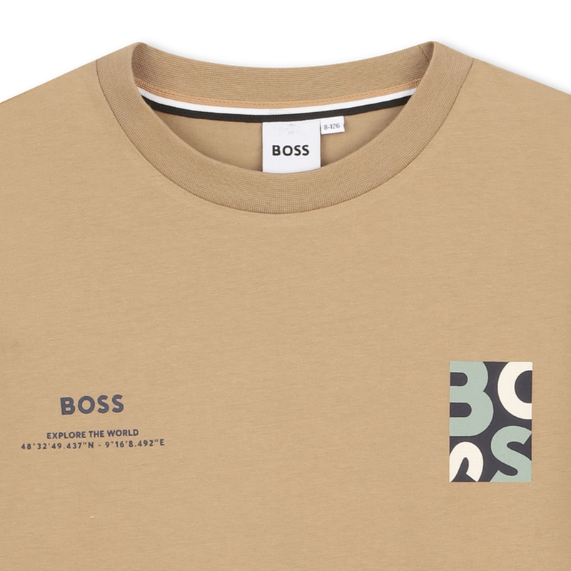 Tee-shirt manches courtes dark taupe à motif garçon BOSS E26