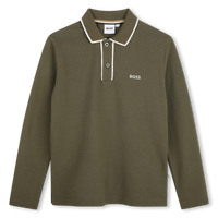 Polo manches longues olive night garçon Boss H26