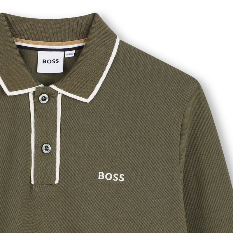Polo manches longues olive night garçon Boss H26