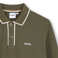 Polo manches longues olive night garçon Boss H26