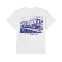 Tee-Shirt Logo Bleu Garçon CP Company E26