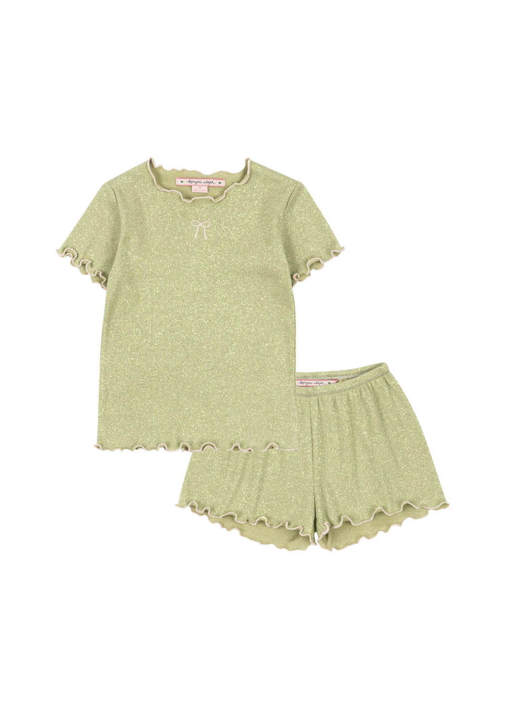 Ensemble tee-shirt et short Roli à paillettes vert fille Konges Slojd E26