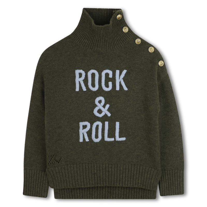 Pull en laine kaki chiné col montant fille Zadig & Voltaire H25