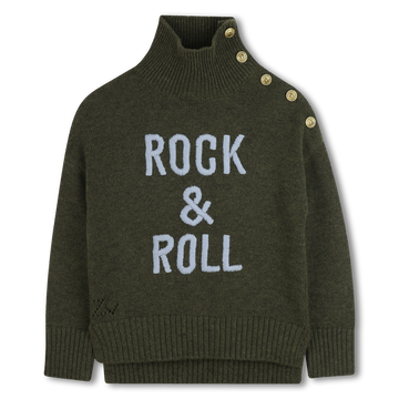 Pull en laine kaki chiné col montant fille Zadig & Voltaire H25