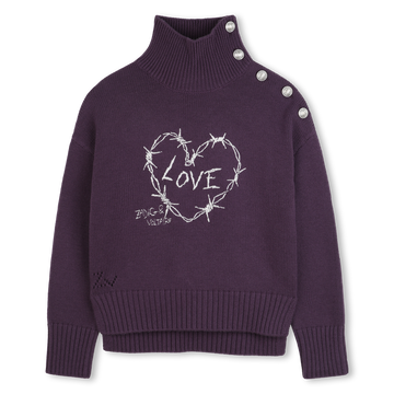 Pull en laine violet chiné col montant fille Zadig & Voltaire H25