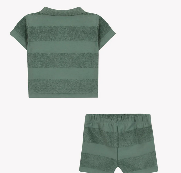 Ensemble court kaki éponge et coton rayure babyboy Tartine et Chocolat E26
